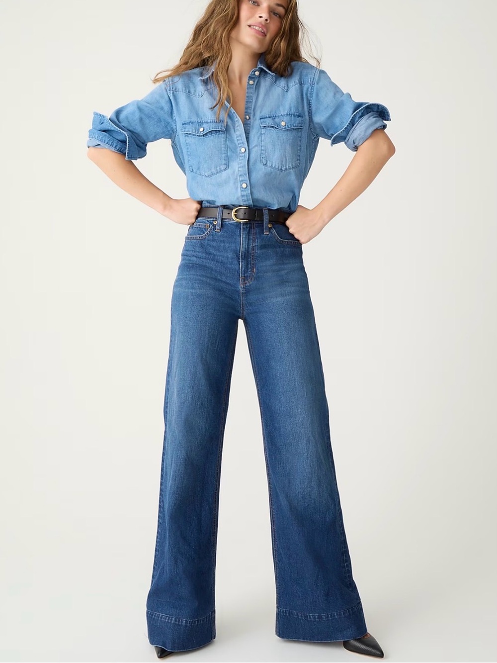 J.Crew Wide Leg Denim Trousers jeans in Wesly wash womens sz 30